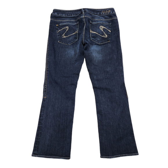 Silver Ankle Cropped Jeans 29 Women Santorini Dark Blue‎ Faded Embroidered - Picture 1 of 11